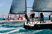 Farr 40 "Nerone" tactitian, Vasco Vascotto, gesturing to "Nanoq" for sailing past the lay line. Miami Grand Prix, Florida, USA. March 2010.