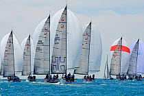 Farr 40 fleet sailing downwind, Miami Grand Prix, Florida, USA. March 2010.