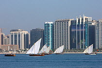 Traditional Dhow race along Abu Dhabi Corniche, UAE, October 2008