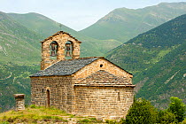 Sant Quirc de Durro Church, romanesque church from XII century, and UNESCO world heritage, in the Boí Valley, Pyrenees, Lleida, Catalonia, Spain. July 2009