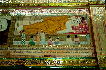 Shwethalyaung Buddha, one of the biggest reclining buddas. Bago, Myanmar / Burma.  August 2009