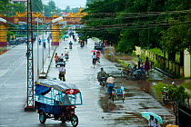 Bago streets view after a heavy rain during the raining season. Myanmar, Burma.  August 2009