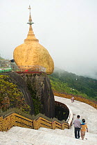 The Golden Rock in Kyaiktiyo, one of the most important buddhist temple in Myanmar / Burma.  August 2009