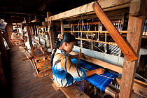 Traditional silk factory, Inle Lake, Shan State, Myanmar,  Burma August 2009