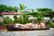 Laden cargo boats in Inle Lake, Shan State, Myanmar, Burma. August 2009