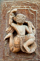 Details of teak wood carvings in Shwenandaw Kyaung Monastery, Mandalay, Mandalay Division, Myanmar, Burma. August 2009