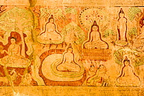 Paintings inside a temple in Old Bagan, UNESCO World Heritage, Mandalay State, Myanmar Burma. September 2009