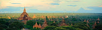 Panoramic view of temples in Old Bagan, UNESCO World Heritage, Mandalay State, Myanmar, Burma. September 2009
