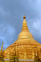 Shwedagon Paya, the most important buddhist temple in all Myanmar, Yangon Rangun, Myanmar, Burma. September 2009
