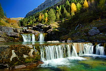 Gradas de Soaso waterfalls. Arazas river in Ordesa y Monte Perdido National Park, Pyrenees, Aragon, Spain. October 2009