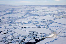 Aerial view of broken ice on route to the North Pole, Russian Arctic, July 2008