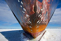 Hull of Russian icebreaker, Kapitan Khlebnikov, garaged in sea ice, Ross Sea, Antarctica, December 2008