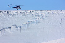 Helicopter landing on top of Ross Ice Shelf, Antarctica, December 2008