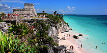 Mayan ruins on Caribbean coast at Tulum, Cancun, Mexico, 2006.