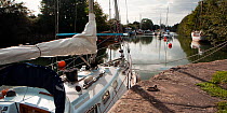 Yachts moored on the Lydney Harbour Canal, Gloucestershire, England, UK, 2009.