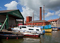 Underfall Boatyard workshop (to left), which houses experienced shipwrights, riggers, blacksmith and welders, fibre composite specialists and carpenters. Bristol, England, UK, 2009.