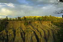 Calcite Overlook, formed by the Yellowstone River, after a thunderstorm at sunset, Yellowstone National Park, Wyoming, USA, June 2008