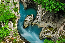 River Soca flowing through the Velika korita canyon, Triglav National Park, Slovenia, June 2009 WWE BOOK Wild Wonders kids book.