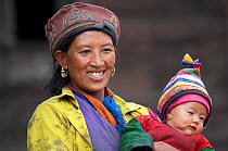 Woman and child of the Tamang ethnic group, Tamang heritage trail, Thuman, Langtang region, Nepal. November 2009
