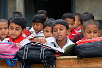 Children in Primary school class, nr Tala, Ganges delta, Bangladesh, June 2008