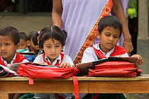 Children in Primary school class, nr Tala, Ganges delta, Bangladesh, June 2008