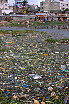 Polluted water and slum, Dhaka, Bangladesh, November 2008