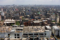 Aerial view of developing world capital city, Dhaka, Bangladesh, November 2008