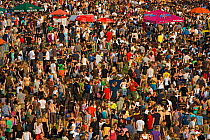 Aerial view of crowd of people at the Rheinkultur Festival, Bochum, Germany.