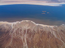 Aerial view of the Danakil salt pan in the Danakil Depression, The Rift Valley, Ethiopia, November 2003, Filming for the Mountains episode of BBC NHU tv series, Planet Earth.