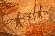 Ancient cave paintings of vultures, Sierra de San Francisco, Baja California, Mexico