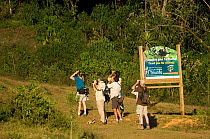Tourists birdwatching in El Triunfo Biosphere Reserve, Sierra Madre del Sur, Chiapas, Mexico, April 2007