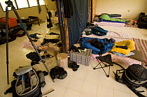 Indoor accomodation and equipment of members of the photographic team of the ILCP Rapid Assessment Visual Expedition (RAVE), El Triunfo Biosphere Reserve, Sierra Madre del Sur, Chiapas, Mexico, April...
