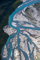 Aerial view of the Silverberry River, Backbone Range, Mackenzie Mountains, Northwest Territories, Canada