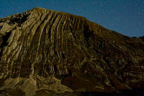 Prutas peak, showing geological folds, at night, Durmitor NP, Montenegro, October 2008
