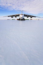 Ilyushin 76TD, a Russian cargo plane, on the Blue Ice Runway at Patriot Hills. Antarctica, January 2006.