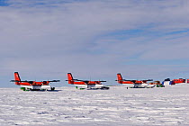 Three aircraft with cargo, Patriot Hills, Antarctica, January 2006.