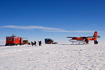 Twin Otter delivering supplies to the Chilean Traverse, which is surveying the Ellsworth under-ice Lake. Antarctica, January 2006.