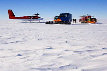 Twin Otter delivering supplies to the Chilean Traverse, which is surveying the Ellsworth under-ice lake. Antarctica, January 2006.