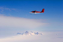 Aircraft flying over polar landscape, Antarctica, January 2006.