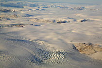 Ice cap and crevassed glaciers near Cape York on the Northwest coast of Greenland, September 2008.