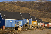 Brightly coloured Inuit homes in the community of Qaanaaq, Northwest Greenland, September 2008.