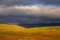Dark clouds above the Bolshaia Paipudyna Valley in the Polar Ural Mountains. Yamal, Western Siberia, Russia, Summer 2007.