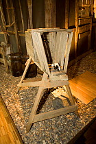 Wooden set gun trap used historically for Polar bears but now illegal. Longyearbyen museum, Spitsbergen, Svalbard, Norway, June 2006.