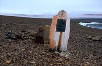 Graves of three of Franklin's sailors dated 1846 and two others. Beechey Island, Nunavut, Canada, 2002.