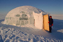 Qaggiq (large communal feasting igloo) made from blocks of ice at Igloolik. Nunavut, Canada, 1999.