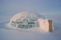 Qaggiq (large communal igloo for feasts) built from ice near Igloolik. Nunavut, Canada, 1999.