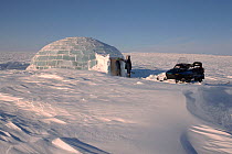 Qaggiq (large communal feasting igloo) built from blocks of ice near Igloolik, Nunavut, Canada, 1999.