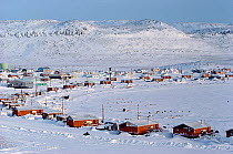 Inuit settlement of Holman Island around bay. Victoria Island, Nunuvut, Canada, 1991.