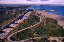 Spillway and Dam at LG2 James Bay Hydro Complex. Quebec, Canada, 1988.