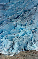 Tall cliffs of ice at foot of Nigardsbreen Glacier, Jostadalsbreen Norway, 1995.